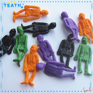 Teath จี้ตุ๊กตาหัวกะโหลก PVC เรืองแสง แนวตลก สําหรับตกแต่งฮาโลวีน 24 ชิ้น