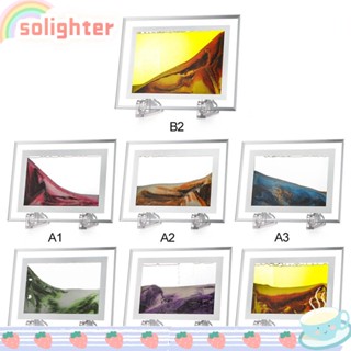 Solighter กรอบรูปทราย 3D สีฟ้าสีเขียวสําหรับตกแต่งห้องนั่งเล่นห้องนั่งเล่น