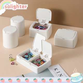 SOLIGHTER กล่องเก็บเครื่องสําอาง ผ้าฝ้าย อเนกประสงค์ ป้องกันฝุ่น พร้อมฝาปิด