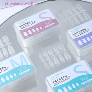 Strongaroetrtu ชุดเล็บปลอม อัลมอนด์ สี่เหลี่ยม และสีกาแฟ 100 ชิ้น