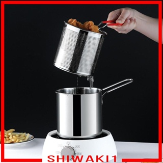 [Shiwaki1] หม้อทอดไร้น้ํามัน สเตนเลส ขนาดเล็ก พร้อมตะกร้ากรอง ทนทาน สําหรับแหล่งกําเนิดไฟทุกประเภท