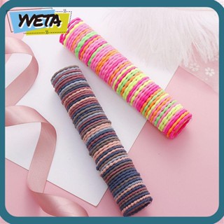 Yveta 50 ชิ้น / ถุง เด็กผู้หญิง เครื่องประดับผม ที่มีสีสัน ไม่มีรอยย่น Scrunchies ยางรัด