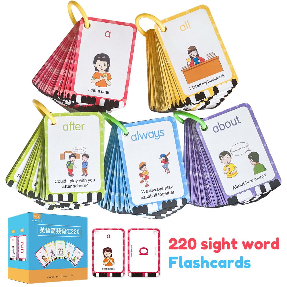 220 Sight Words English Flash Card Enlightenment English Word Vocabulary Activities Flashcards