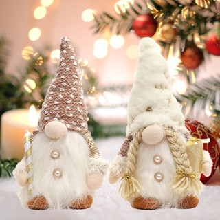 Christmas_ ตุ๊กตาเครายาวน่ารัก เรืองแสง ไร้หน้า พร้อมไฟ สําหรับตกแต่งคริสต์มาส