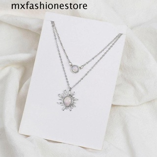 Mxfashione สร้อยคอโช้กเกอร์ จี้ดอกทานตะวัน โอปอล หลายชั้น เครื่องประดับสตรี