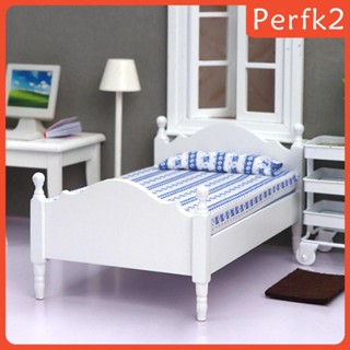 [Perfk2] โมเดลเตียงเดี่ยว ขนาดเล็ก 1:12 สําหรับตกแต่งบ้านตุ๊กตา 1:12 DIY