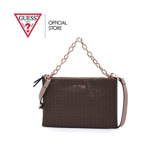 GUESS กระเป๋าสะพายผู้หญิง รุ่น BG862314 ELLISON DOUBLE ZIP CROSSBODY สีน้ำตาล