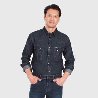 WRANGLER เสื้อเชิ้ตแขนยาวผู้ชาย REGULAR รุ่น WR S223MSHLS27 - สียีนส์ แรงเลอร์ เชิ้ต เสื้อเชิ้ต เสื้อผ้าผู้ชาย