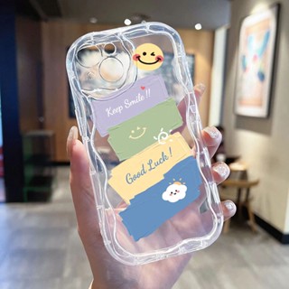 เรนโบว์ Smiley เมฆ ขอบคลื่นโปร่งใส เเคสโทรศัพท์ Compatible for iPhone 11 14 13 12 15 Pro Max 7 8 14 Plus XR XS Max SE