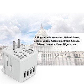 I Furniture store Universal Travel Adapter AC100V‑240V 4 USB แบบพกพา International Plug สำหรับโทรศัพท์มือถือแล็ปท็อป