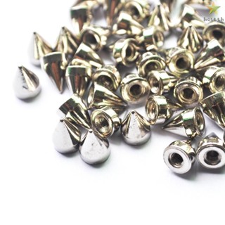 Aoresac Silver Rivets Cone Shape Spikes Screwback Studs DIY Craft Cool Punk Metal Fixing Tool Kit for Belts Jackets Leather Crafts and Repairing Decorating