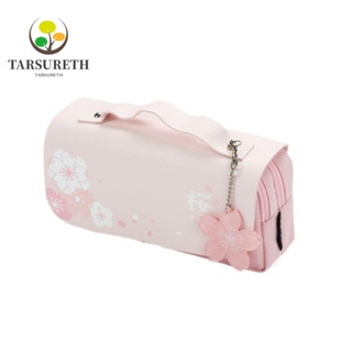 Tarsureth กล่องใส่ปากกา ลายดอกซากุระน่ารัก สีชมพู