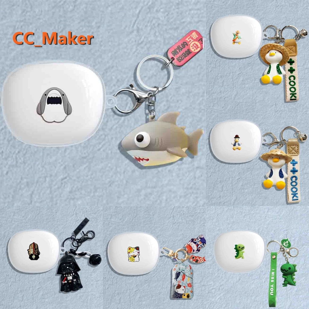 For EDIFIER NeoBuds Pro Transparent Case Cartoon Shark Keychain Pendant EDIFIER TWS NB2 Pro Shockpro