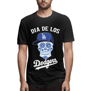 ขายดี เสื้อยืดผ้าฝ้าย พิมพ์ลาย Dia De Los Dodgers La Skull Blue Usa Gildan ของขวัญคริสต์มาส สําหรับผู้ชาย 2022