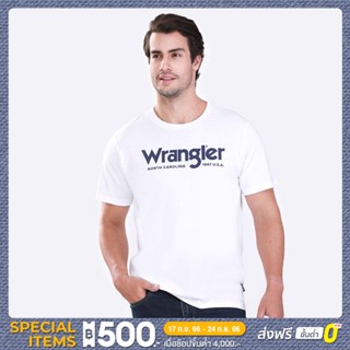 WRANGLER เสื้อยืดแขนสั้นผู้ชาย ทรง REGULAR รุ่น WR S523MTSSF19 สีขาว