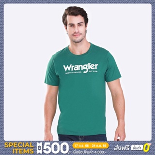 WRANGLER เสื้อยืดแขนสั้นผู้ชาย ทรง REGULAR รุ่น WR S523MTSSF20 สีเขียว