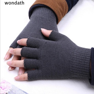 Wonda ถุงมือถัก แบบครึ่งนิ้ว ให้ความอบอุ่น สีพื้น