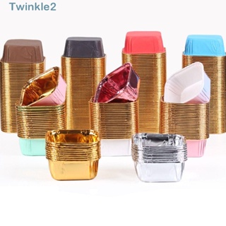 Twinkle ถ้วยฟอยล์อลูมิเนียม ใช้ซ้ําได้ สําหรับทอดมัฟฟิน คัพเค้ก ขนมขบเคี้ยว 50 ชิ้น