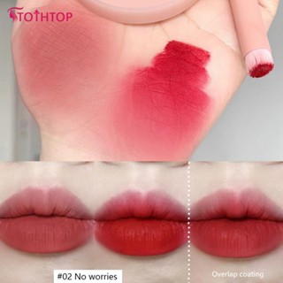 Cappuvini 2 สี Matte Lip Mud Mirror Lip Glaze แต่งหน้า Velvet Lip Mud ง่ายสีแต่งหน้าความงาม [TOP]