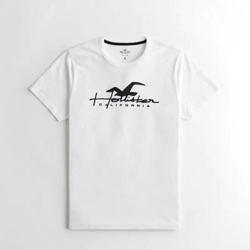 Hollister ผู้ชายฤดูร้อนหลวม Tee HCO & Seagull พิมพ์ผ้าฝ้าย 100% Casual Oversize แขนสั้นสําหรับ All-D