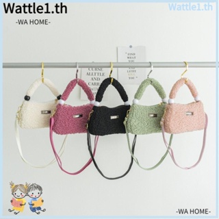 Wttle กระเป๋าสะพายไหล่ ผ้ากํามะหยี่ขนนิ่ม ทรงโท้ท ความจุสูง สีพื้น สไตล์มินิมอล สําหรับเด็กผู้หญิง