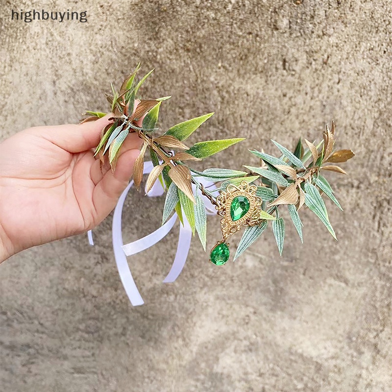[highbuying] ใหม่ มงกุฎดอกไม้ เจ้าหญิงเอลฟ์ ใบไม้ แฮนด์เมด พลอยเทียม แฟรี่ ฮาโลวีน สําหรับผู้หญิง งานแต่งงาน พร้อมส่ง