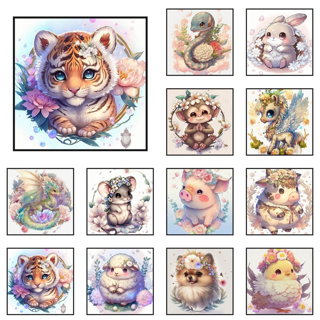 【PM】ชุดงานปักครอสติชเม็ดบีด ทรงเพชร อะคริลิค ทรงกลม ลายราศีจีน 5D ขนาด 30x30 ซม. สําหรับตกแต่งบ้าน Diy 动物 5242