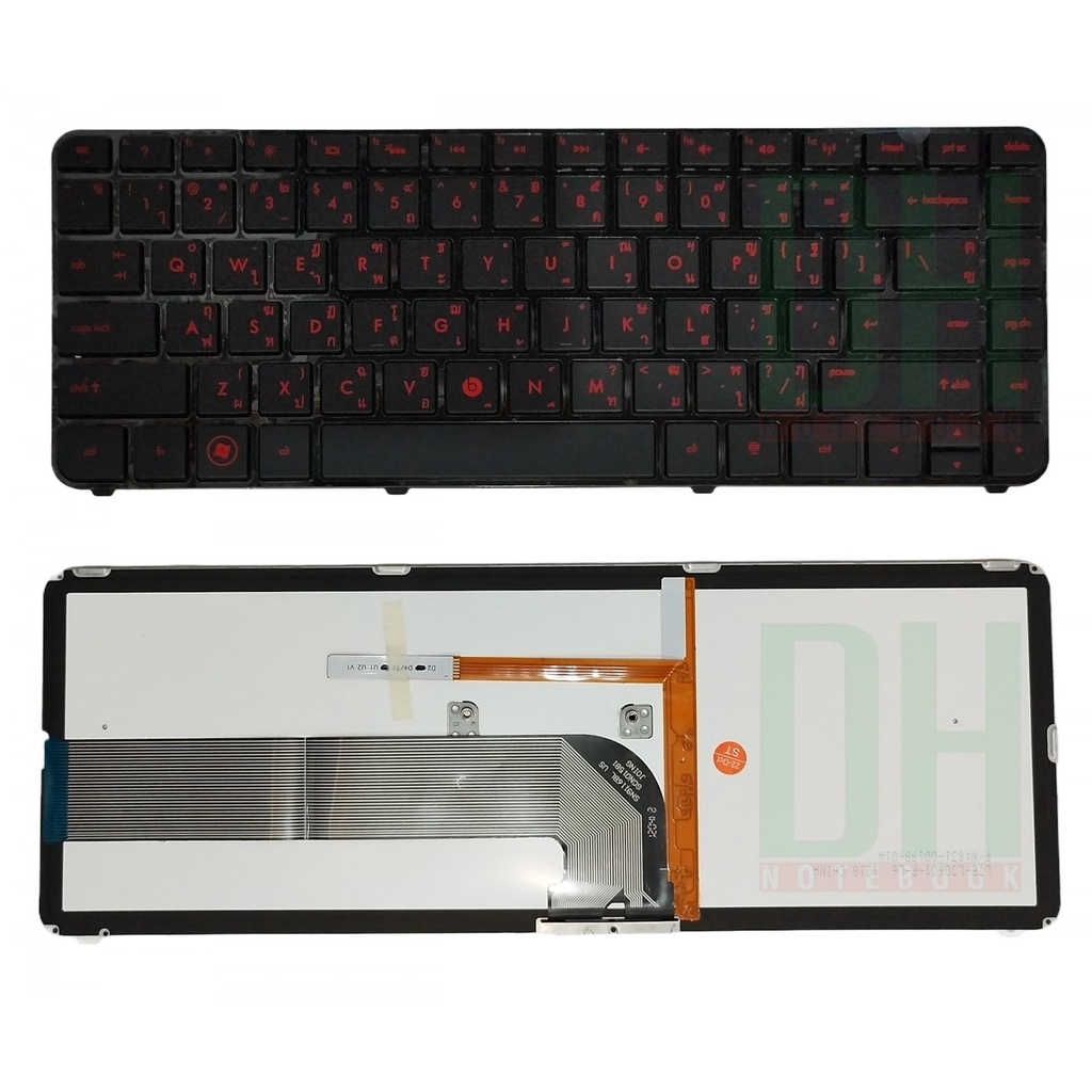 แป้นพิมพ์ คีย์บอร์ดโน๊ตบุ๊ค HP Pavilion DM4-3000, DV4-3000, 3016TX, 3216TX, 3010TX, 3115 Laptop Keyboard มีไฟ อักษรสีแดง