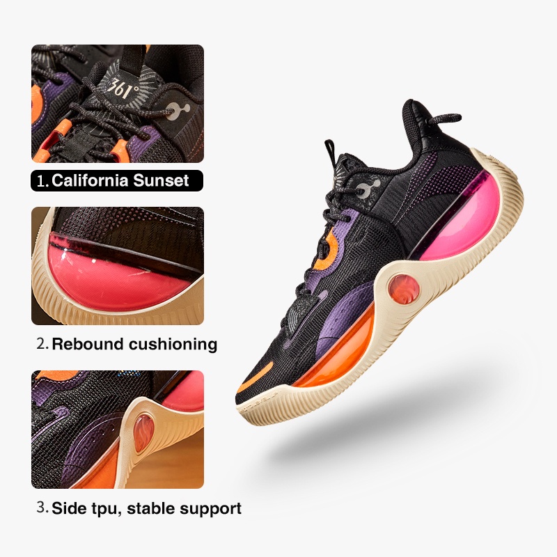 361 องศา Ag Lvl Up 1 Se รองเท้าบาสเก็ตบอลผู้ชายกันกระแทก Rebound