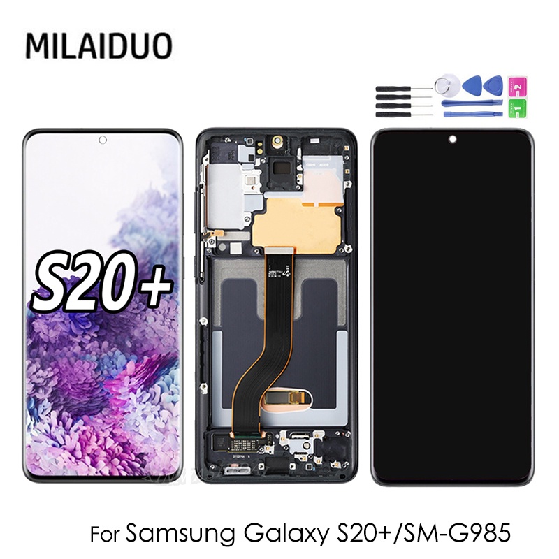 SAMSUNG Tft/amoledสําหรับsamsung Galaxy S20 + G985F/DS G985BจอแสดงผลLCDสําหรับGalaxy S20 Plus 5G G986 จอแสดงผลLCD Touch Screen Assemblyพร้อมกรอบอะไหล่ซ่อม