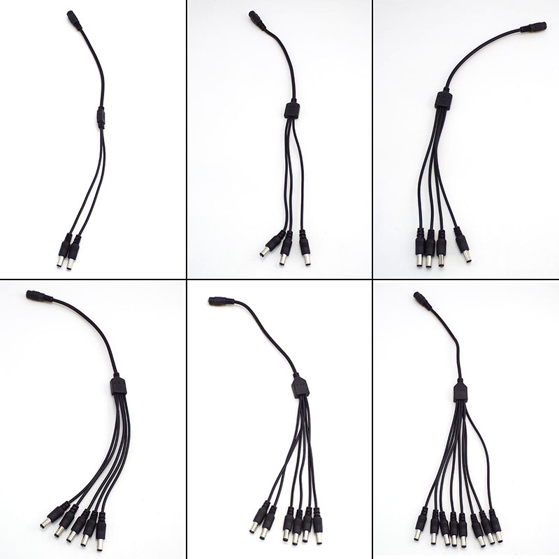 2.1*5.5 มม.1 หญิง 2 3 4 5 8 ชาย DC Power Splitter ปลั๊กสายสําหรับกล้องวงจรปิดความปลอดภัยกล้องอุปกรณ์เสริมอะแดปเตอร์จ่ายไฟ THH1