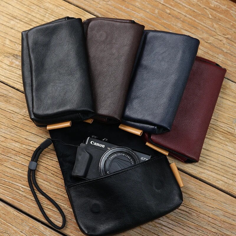 Roadfisher PU Leather Camera Bag Insert Pouch For Sony RX100 M6 M7 M5 M4 Canon G7X G7X2 G7X3 G9X Mar