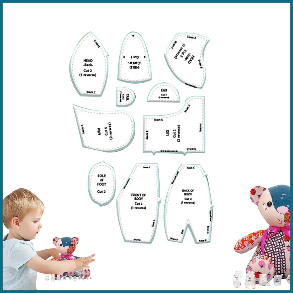 Memory Bear Template Ruler Set Creative Memory Bear Template สําหรับเย็บรูปแบบอุปกรณ์เสริมและคําแนะน