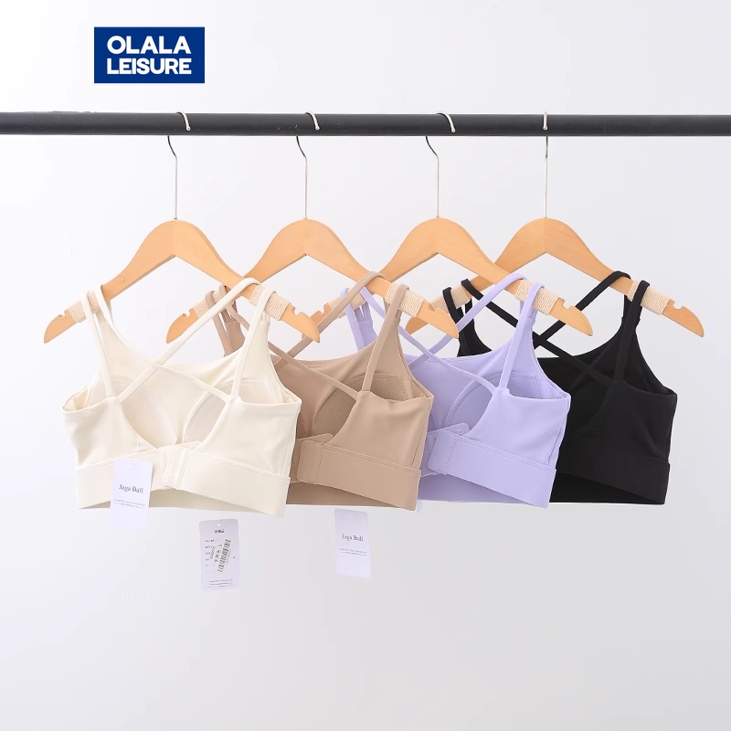 OLALA LEISURE สไตล์ใหม่ ความเข้มปานกลาง กีฬา ชุดชั้นใน กึ่งคงที่ คัพวันพีช โยคะ เสื้อกั๊ก สายคล้องไหล่ บาง ไร้รอยต่อ ฟิตเนส ชุดชั้นในสตรี
