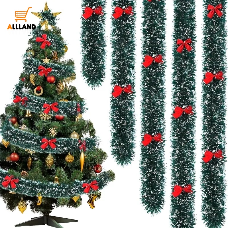 [Xmas Favorite] จี้โบว์ ลูกไม้ สีเขียวเข้ม สีขาว 2 เมตร สําหรับตกแต่งต้นคริสต์มาส