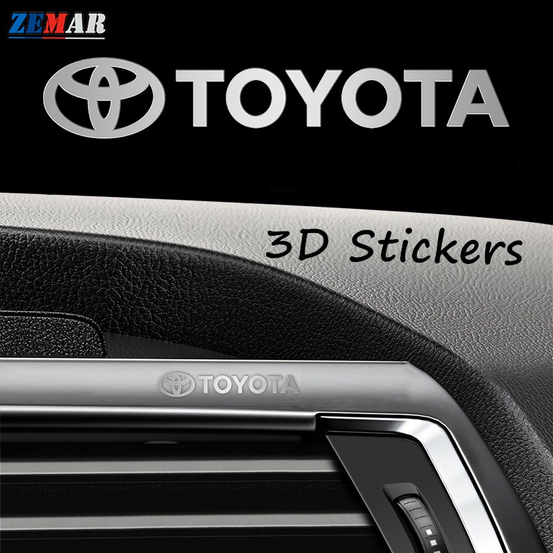 สติกเกอร์โลโก้โลหะ 3D สําหรับติดตกแต่งภายในรถยนต์ Toyota Prius Fortuner Corolla Cross CHR Camry Wish Vios Veloz Estima Sienta Yaris Ativ Altis Sienta bZ4X Hiace Hilux Revo
