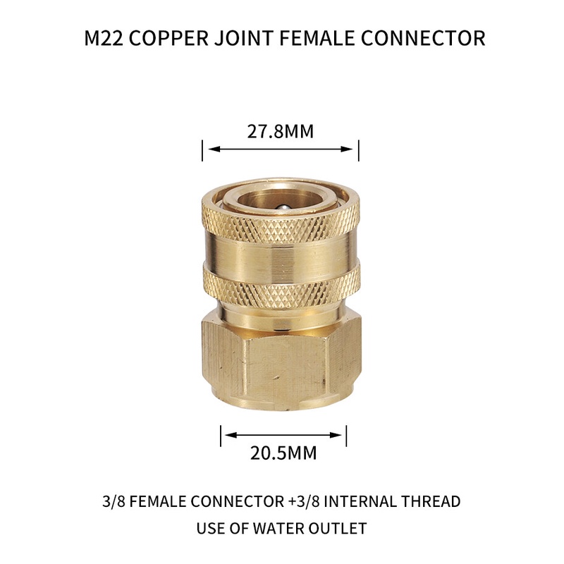 [ส่งจากกทม.] คอปเปอร์หน้าปั้มเครื่องฉีดน้ำแรงดันสูง ทองเหลือง 3/8 M22*1.5mm