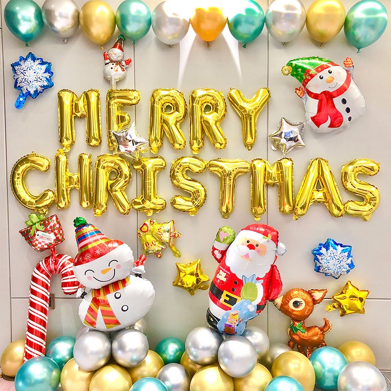 ลูกโป่งฟอยล์อลูมิเนียม ลายตัวอักษร Happy New Year MERRY Christmas ขนาด 16 นิ้ว สําหรับตกแต่งบ้าน ปาร์ตี้คริสต์มาส 2024