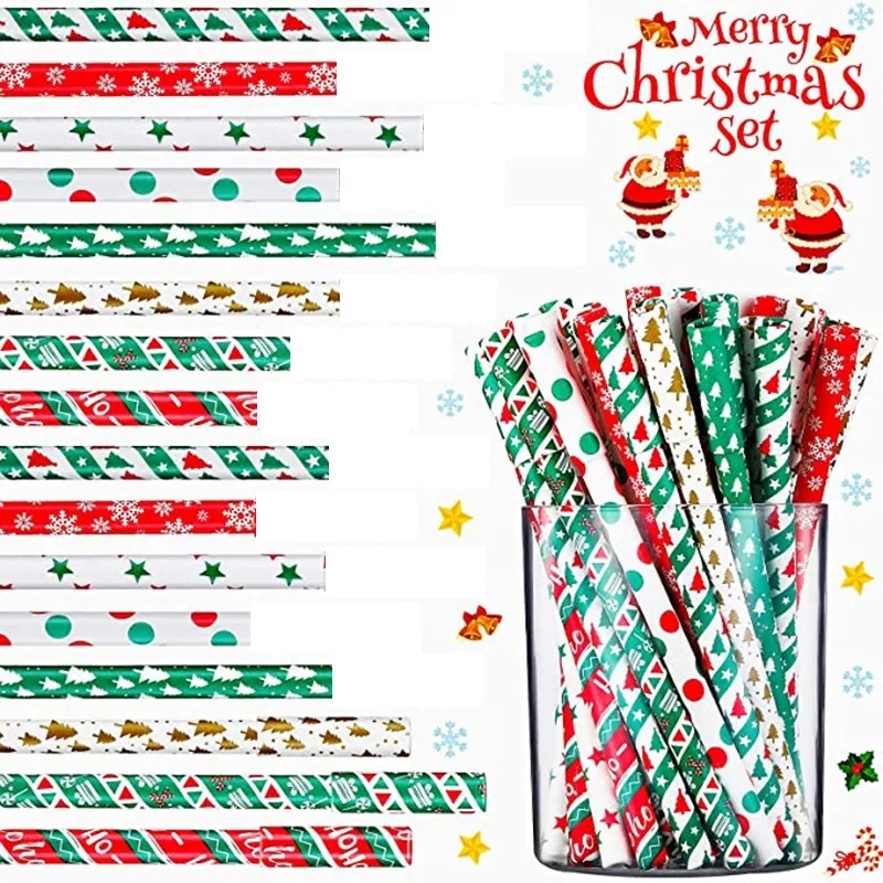 [25 ชิ้นหลอดกระดาษลายจุดสําหรับงานแต่งงานปาร์ตี้คริสต์มาส] Xmas