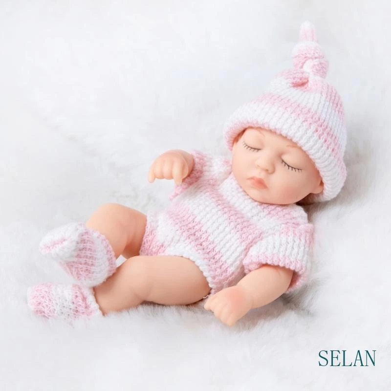 Sel ตุ๊กตาเด็กทารกเสมือนจริง แบบนิ่ม ขนาด 7 นิ้ว พร้อมตาปิด