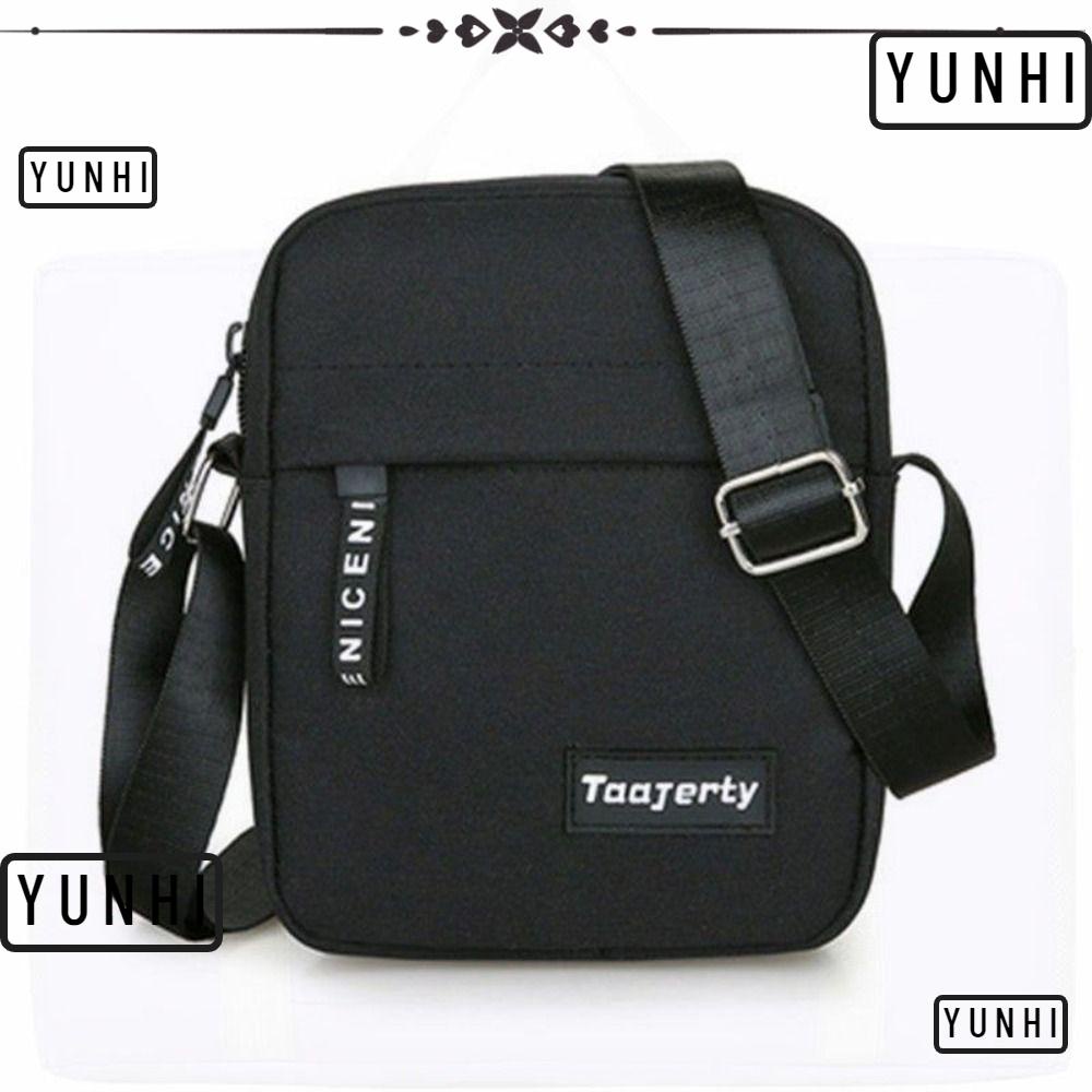Yunhi กระเป๋าสะพายไหล่ กระเป๋าถือ ผ้าไนล่อน สีพื้น แบบพกพา สไตล์นักธุรกิจ แฟชั่นสําหรับผู้ชาย