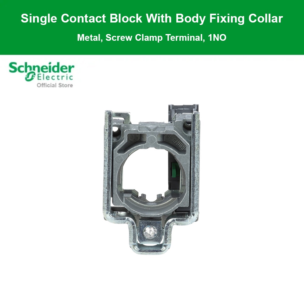 Schneider Electric Single contact block with body fixing collar,Harmony XB4,metal,screw clamp termin