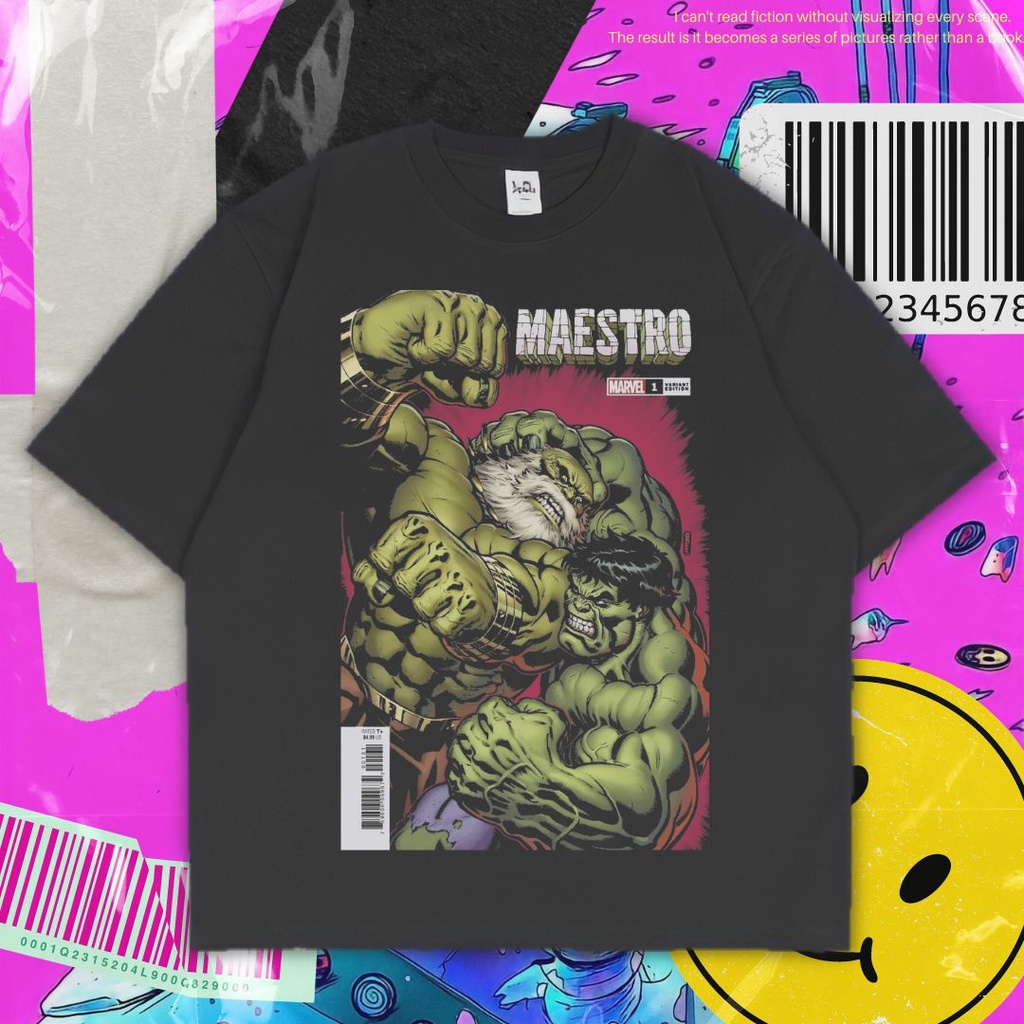 มีหลายสี Baju Kaos Avengers |  | d Vintage Dark Grey T-Shirt "Hulk Maestro"