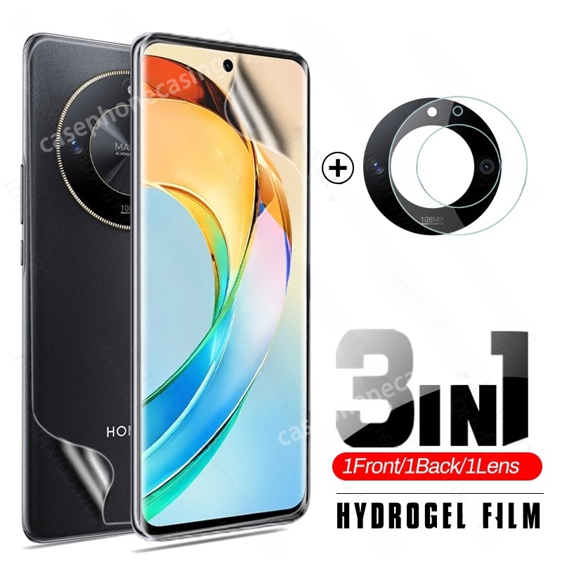 3in1 ฟิล์มไฮโดรเจล ไฮดรอลิก กันรอยหน้าจอ และกล้องหน้า และหลัง แบบใส สําหรับ Honor X9b X 9b X9 b Hono