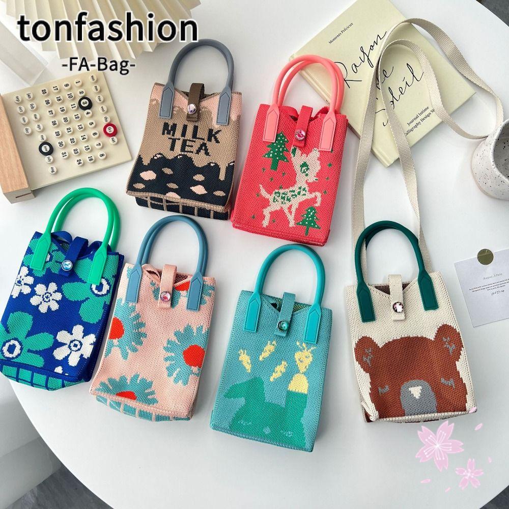 Tonfashion กระเป๋าสะพายไหล่ กระเป๋าช้อปปิ้ง สะพายข้าง ลําลอง แต่งสายโซ่คล้องข้อมือ สีพื้น