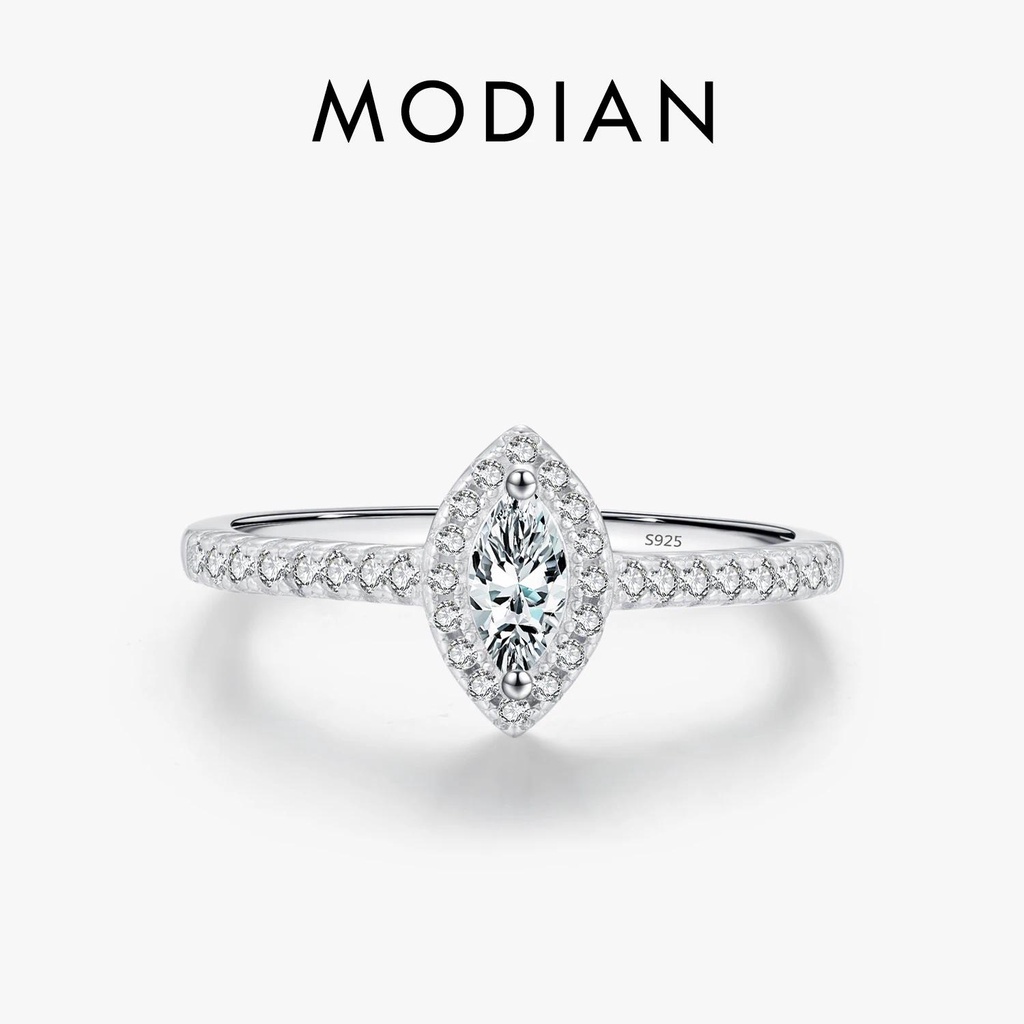 Modian แหวนเงินแท้ 925 ทรงสี่เหลี่ยมขนมเปียกปูน หรูหรา เครื่องประดับ สําหรับผู้หญิง งานแต่งงาน หมั้น ของขวัญ