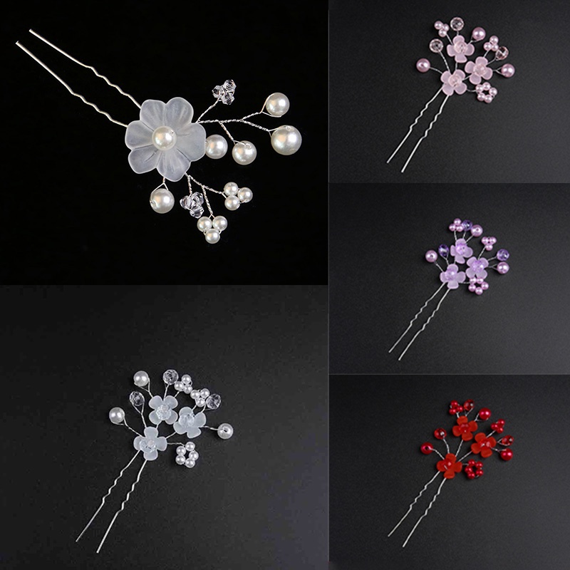 กิ๊บติดผมดอกไม้หลากสีส์ใสมุกหรูหราเกาหลีแฟชั่นหางม้าสำหรับเจ้าสาวละเอียดอ่อนเครื่องประดับผมสำหรับผู้