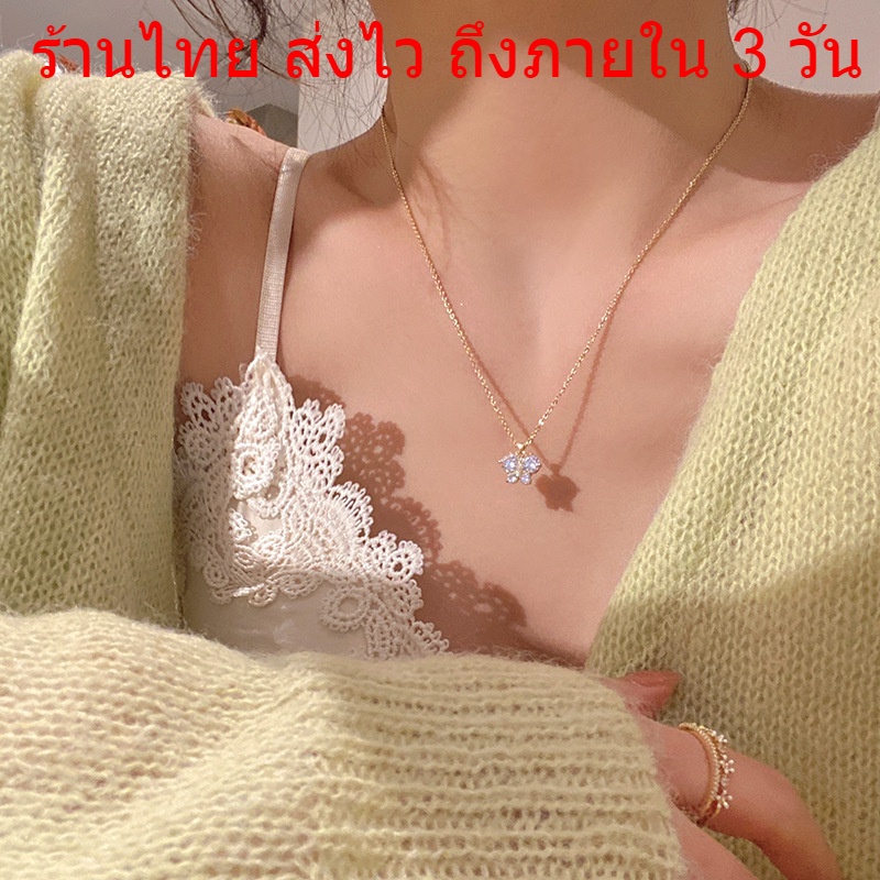 🌙ส่งไวใน3วัน🌙เครื่องประดับ ประดับเพชร โบว์ สร้อยคอรูปผีเสื้อ ปรับได้ ของขวัญสําหรับผู้หญิง สไตล์เกาหลี N151
