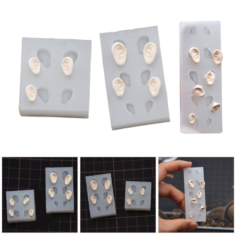 Cute Doll Ear Silicone Mold for DIY Pottery Clay  Unique Ears Resin Mould