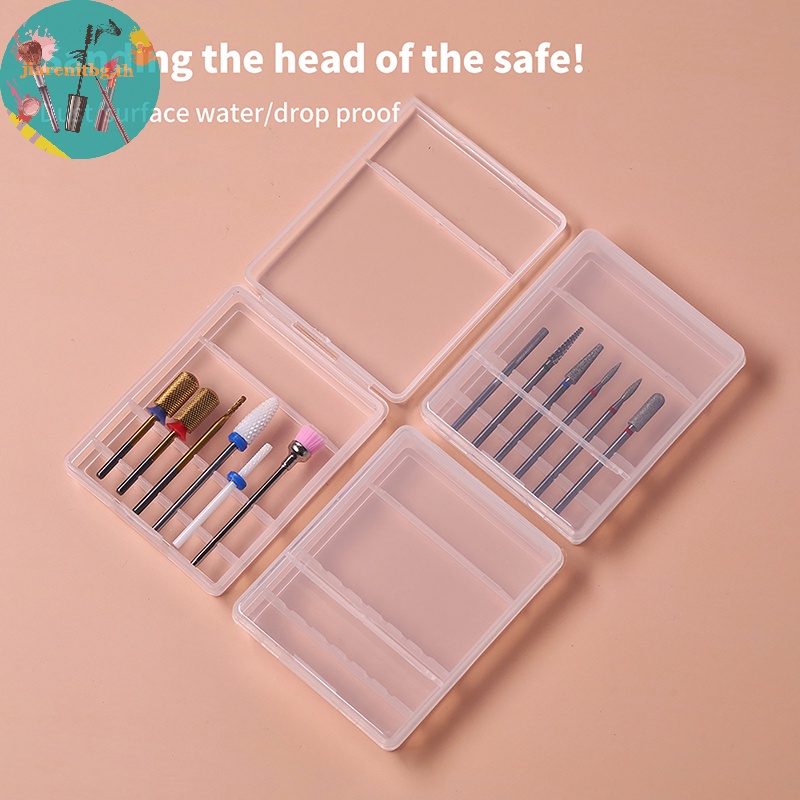 RENBG Square Nail Art เจาะ Bit กล่องเก็บ 6 หลุมใสผู้ถือบดจอแสดงผลเจาะ Bits เล็บ Organizer ฝุ่นกล่อง TH ราคา ถูกที่สุด ดีลบีเคเค